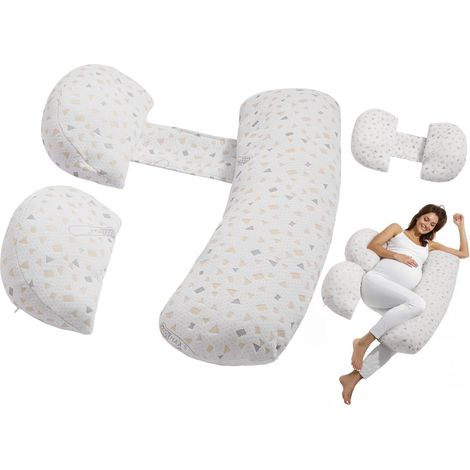 Coussin de Grossesse, Forme H, Oreiller de Maternité Réglable pour Femmes Enceintes, Oreiller Soutien Doux Respirant avec Housse Amovible et Lavable, pour Dormir, Soutien Dos, Ventre, Hanches (1/5)