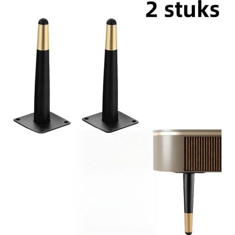 Pied de canapé en deux parties, design simple, pied de table de chevet/meuble de salle de bain, noir et or, droit, fuselé, 15 cm (1/5)