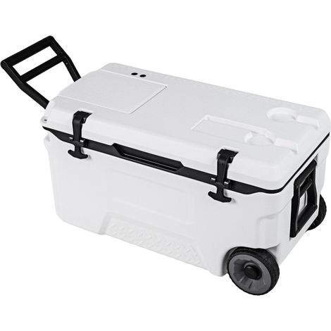 53 Quart Rolling Cooler with Fish Ruler and Wheels