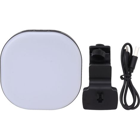 Panneau lumineux LED à pince pour selfies, compatible avec téléphones et ordinateurs. Éclairage d'appoint pour vidéos, intensité variable en continu (3000-7200K), batterie 2000 mAh, mode SOS. (1/5)