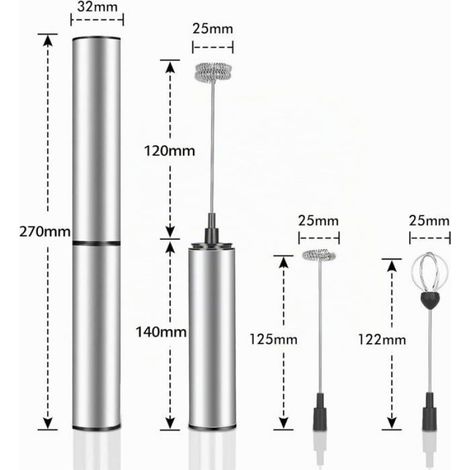 Mousseur à lait électrique - Rechargeable USB Double fouet - Café crème et cappuccino (1/5)