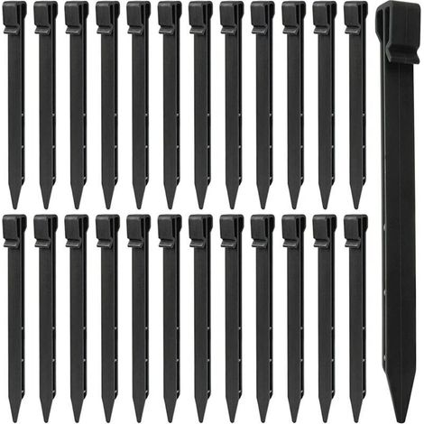 25 Pièces Piquets de Sol en Plastique, 25CM Piquets de Bordure de Paysage Robustes Piquets de Tente Pointes d'ancrage pour Tentes Planche Terrasse Bordure Pelouse Jardin Extérieur (No