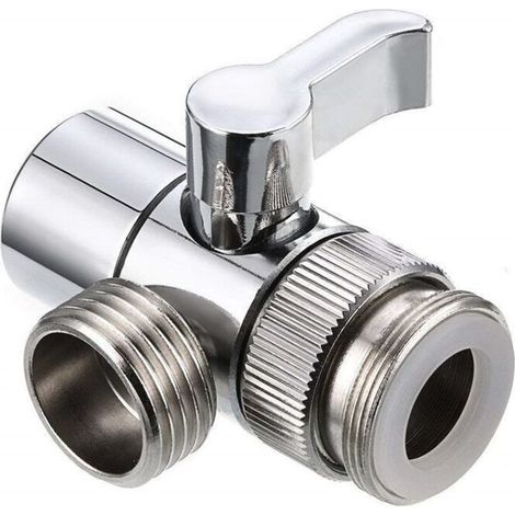 Robinetterie De Dérivation - Raccord G1/2 - Pour Lavabo Ou Baignoire - Robinet 3 Voies - Adaptateur Douche - Valve De Sélection - Chromé - 1 Pièce
