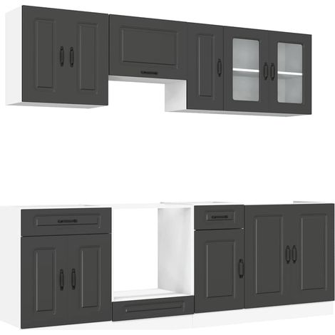 Maison Exclusive - Mueble de cocina Kalmar negra 8 piezas madera