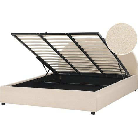 Letto contenitore bouclé beige 180 x 200 cm VAUCLUSE (1/5)
