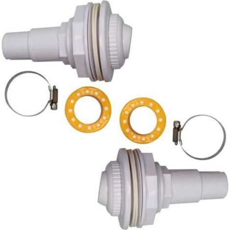 2 kit di getti di controlavaggio - Completi di raccordi, gruppo occhiello, morsetti, rondelle e nastro filettato in PTFE - Per piscine FibroPool e fuori terra (1/4)