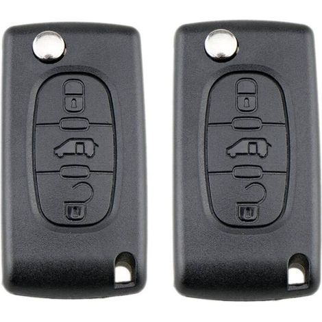 Lot de 2 Coques Clé 3 Boutons CE0536 pour Peugeot Citroën Compatible Partner 207 308 C3 C4 Berlingo (1/4)
