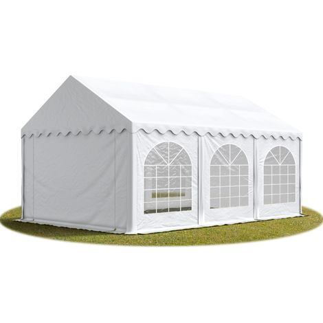 TOOLPORT Festzelt Partyzelt 3x6 m PREMIUM, hochwertige PVC Plane 750 N in weiß 100% wasserdicht mit Bodenrahmen