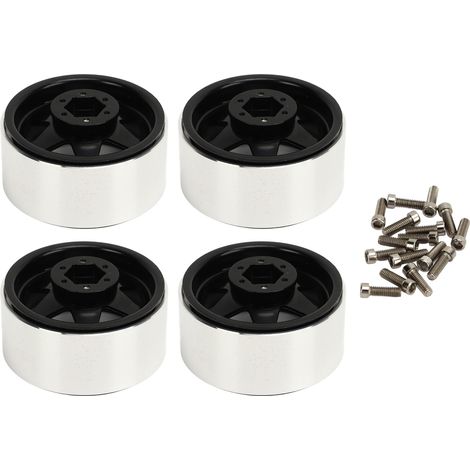 4-teiliges Beadlock-Felgenset, Offset -8,9 mm, tiefes Metallgehäuse für Axial SCX10 90046, schwarz, 1,9 Zoll (1/5)