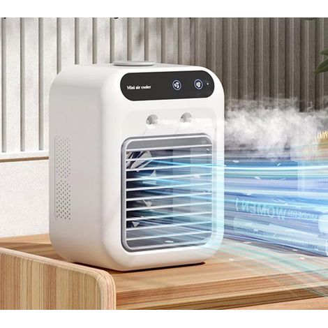 Climatiseur portable, petit climatiseur mobile, rechargeable par USB, avec 2 vitesses, 2 modes de brume, batterie 1800 mAh, pour voiture, bureau, voyage
