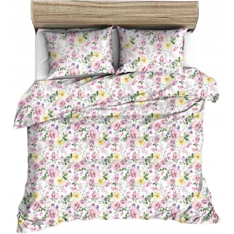 Bettwäsche-Set 160x200 cm, dicke Baumwolle, Blumenmuster