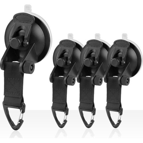 anclajes de ventosa con gancho, multifuncionales, para camping, caravana, toldo de coche, soporta hasta 10 kg. (1/5)