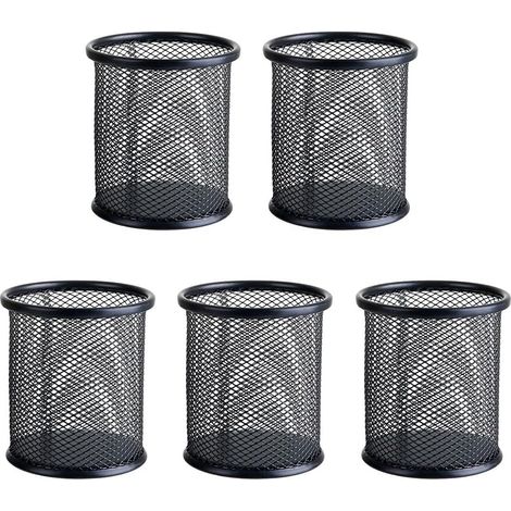 5 Pièces Porte Stylos Ronds, Porte Stylos en Maille Métallique, Mesh Stylo Pot, Métal Crayon Tasse Pot, Pot de Stylo en Maille, pour Desk Maison École Bureau (1/5)
