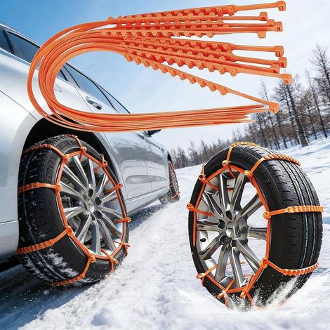 Lot de 20 chaînes à neige antidérapantes pour pneus de voiture - Serre-câbles universels réutilisables pour voitures, véhicules tout-terrain, SUV - Convient pour la neige (1/5)