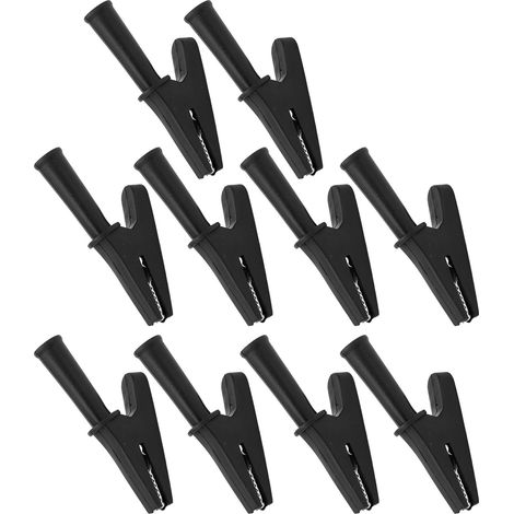 Lot de 10 pinces de test électriques, courant nominal de 20 A, ouverture de 10 mm, pour équipements électroniques et machines à souder (noir). (1/5)