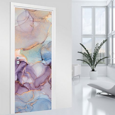 Stickers pour porte - Effet marbré - 63 x 205 cm - Adhésif MAT (1/2)