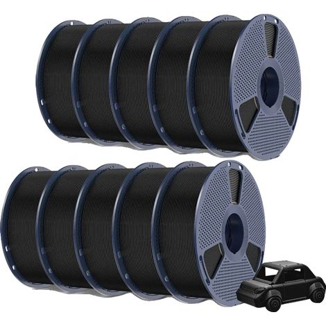 Filamento per stampante 3D, elevata resistenza e durezza, PETG nero, 10 rotoli (1/2)
