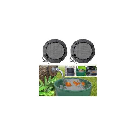 Set of 2 rain barrel covers – Protection against leaves and insects – Durable polyester, 95 cm diameter – Drawstring (1/5)
