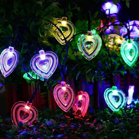 Guirlande Lumineuse Solaire Coeur D'amour Jardin, Étanche 20ft 30LED Fée Solaires Lumière pour Exterieur Interieur Mariage Fête Noël Saint Valentin Ambiance Éclairage Décoration (Rose) (1/5)
