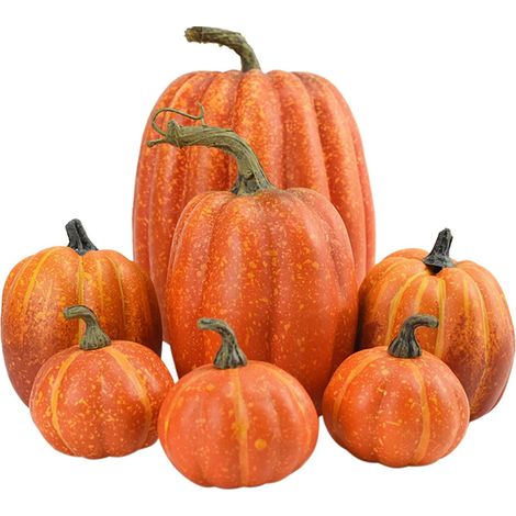 Pumpkin - Faux Pumpkin En Mousse - Décoration Automnale Pour Intérieur Et Extérieur - Orange - 7 Pièces (1/5)