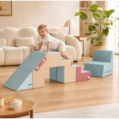 Modulo psicomotorio per bambini 79x39x44 cm in schiuma multicolore pieghevole – MEUBLIV (1/5)