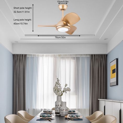 36 Zoll moderne 3-farbige Deckenventilatorlampe mit Fernbedienung, golden, 35W NEU