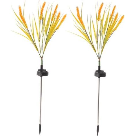 2 pièces Lampes Solaires Jardin à Piquet Étanches Design Blé Éclairage Extérieur Automatique pour Allées Pelouses et Patios (1/4)