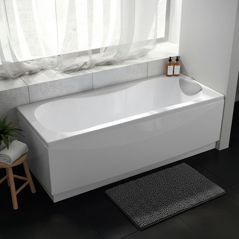 Vasca da bagno a parete 160x70 con pannelli bianco lucido e cuscino antibatterico Calypso (1/4)