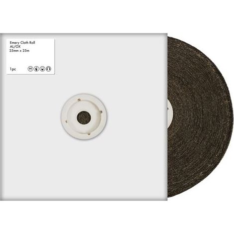 Papier de verre RS PRO, Oxyde d'aluminium grain 120, Fin, 25m x 25mm ( Prix pour Boîte de 25 Mètres )
