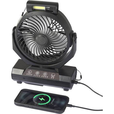 [GEBRAUCHT] B-Ware Sygonix Akku-Ventilator Camping Outdoor 4 Stufen 90° Schwenk schwarz 205mm (1/2)