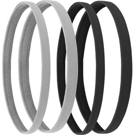 Lot de 4 bandeaux de sport élastiques pour l'athlétisme, le football et autres sports. Bandeaux fins et antidérapants en silicone, parfaits pour les petits espaces et la transpiration. (1/5)