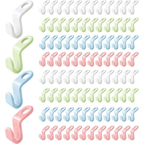 100 Pièces Crochet de Connexion de Cintre, Connecteur de Cintre Crochets de Connexion pour cintres Crochets, pour Eéconomiser de l'espace, Cintres Empilables pour Armoire Cintre Crochet (1/5)