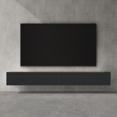 doporro Mobile Porta TV Sospeso 240 cm con 2 Ante Marrone Chiaro e Antracite Opaco, Credenza Bassa da Soggiorno Salotto, Madia Consolle Bicolore per TV Fernsehschrank02 (1/5)