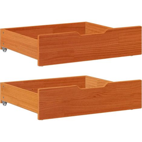 Under-Bed Drawers 2 pcs Wax Brown 75x55x17 cm Solid Wood Pine vidaXL