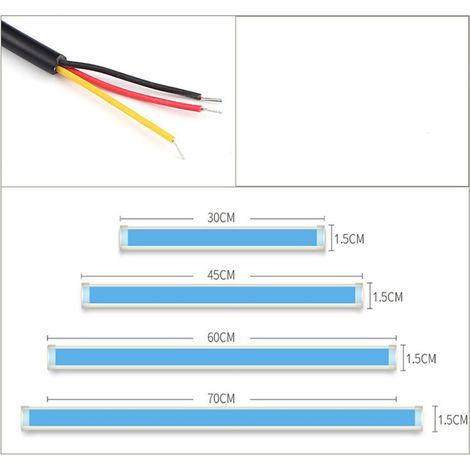 Bande LED lumineuse bicolore dynamique pour phares de voiture, clignotants diurnes, tube lumineux de 45 cm, bleu glacier et jaune (1/4)