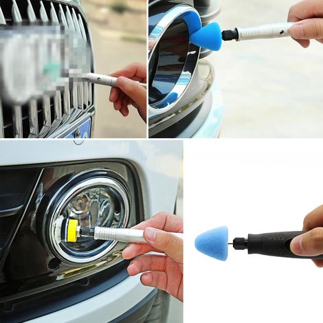 Kit per la lucidatura di precisione dell'auto (22 pezzi): dischi in schiuma, strisce lucidanti per maniglie delle portiere e piccole superfici, mini lucidatrice rotativa, strumento di lucidatura per c (1/5)