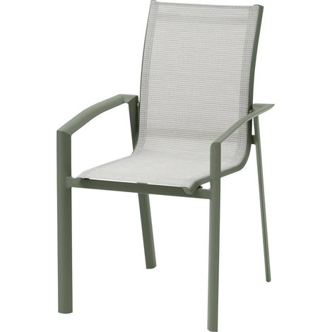 Poltrona da giardino impilabile axant verde oliva e verde alloro alluminio e texalina - Hespéride