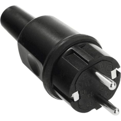Bachmann 913.173 Fiche électrique mâle avec terre caoutchouc, silicone 250 V noir IP44 (1/2)