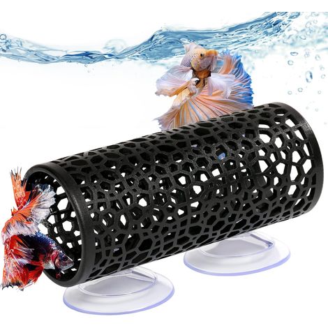 APEX Betta fish toys,Betta tunnel black,Small hole Hollow Betta Fish cave,safer for small fish shrimp Betta guppies,Aquarium decor Fish Tank accessories decorations Hideout Tube (1/5)
