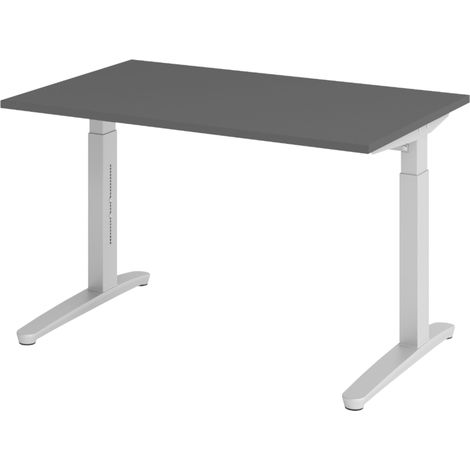 bümö Schreibtisch Serie-XB Rechteck: 120 x 80 cm  Graphit Silber