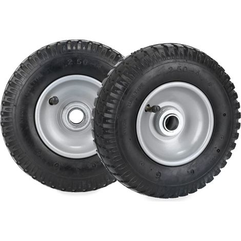 Roue de brouette 2.50-4 en Lot de 2, pneumatique, Noir/argenté (1/5)