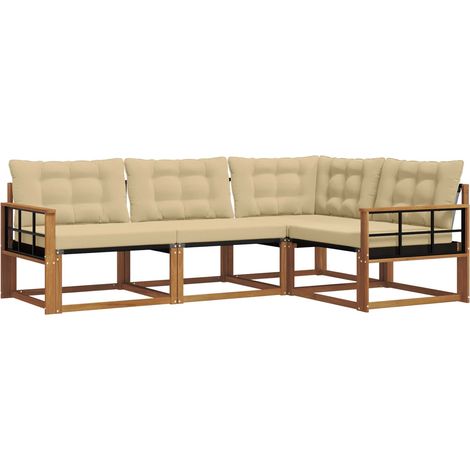 Outdoor Sofa Set with Cushion 4 pcs Natural and Beige vidaXL (1/5)