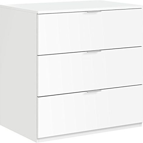 Commode avec 3 tiroirs coloris blanc - 80 x 77 x 38 cm