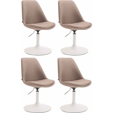 Lot de 4 chaises de salle à manger pivotante hauteur réglable en tissu taupe et pied trompette en métal blanc 100008448 (1/4)