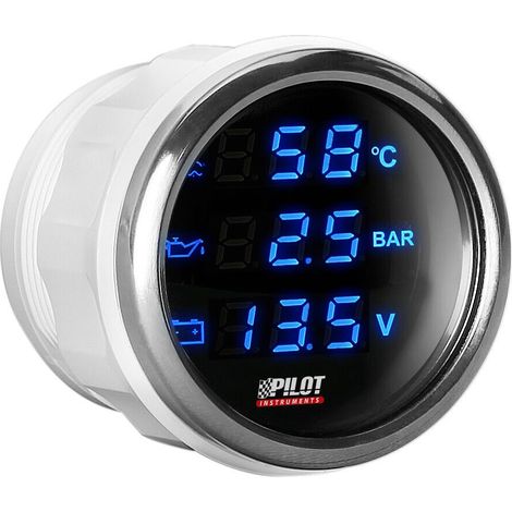 Black Digital Gauge Series, Manometro 3 in 1 - Ø 2” (52 mm)