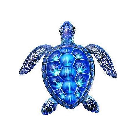 Tortue en métal, décoration murale extérieure (bleue) (1/5)