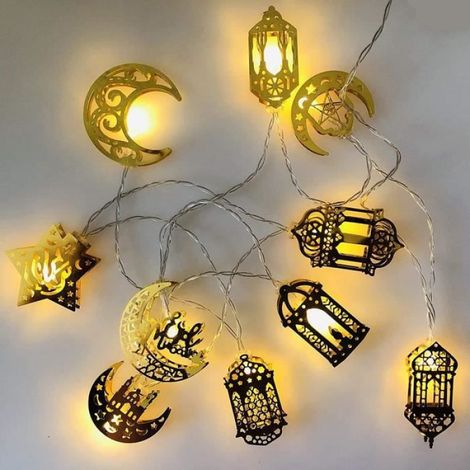 1 Guirlande lumineuse, Étoile, Dorée, LED intégrée, Intérieur, Extérieur, Fêtes (1/3)