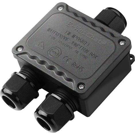 Scatola di giunzione impermeabile IP68 3 vie per uso esterno, con pressacavi M25 per piccolo armadio elettrico nero Ø4mm Ø14mm diametro (1/5)