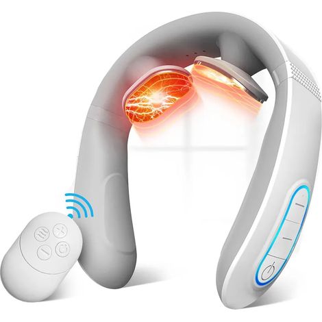 Massaggiatore cervicale wireless EMS a doppia testina con funzione riscaldante, 10 modalità e 15 livelli di intensità. (1/5)