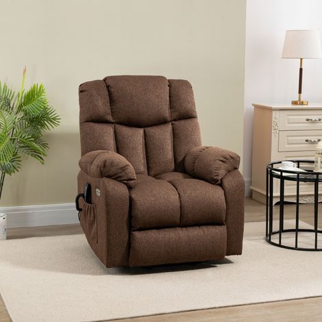 Sillón reclinable con función de reclinación y mando a distancia, 92 x 95 x 107 cm, marrón. (1/5)